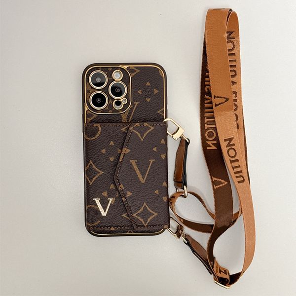 Phone Case Designer iPhone Case Crossbody Wallet for Apple iPhone 16 Pro Max 15 14 Pro Max 13 12 14PLUS Luxury Brand Card Holder Lanyard Han