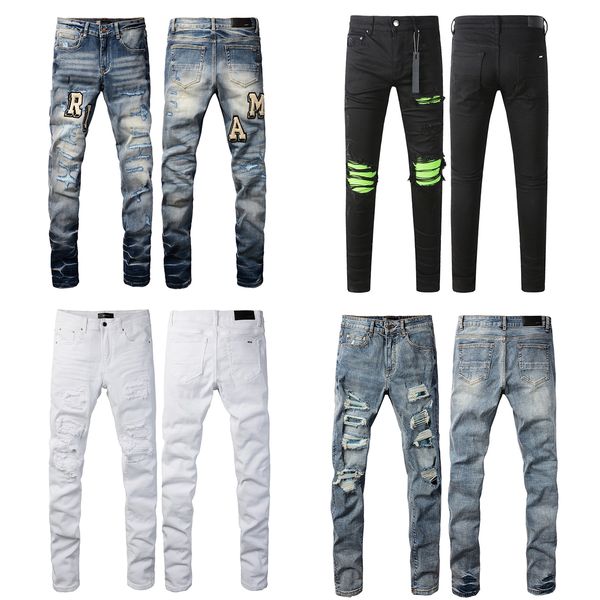 hole men jeans for mens pencil pants Long Pencil Pants Regular Mid Zipper Fly Medium Hole Cotton Solid Classic Sofener Midweight Daily Outfi