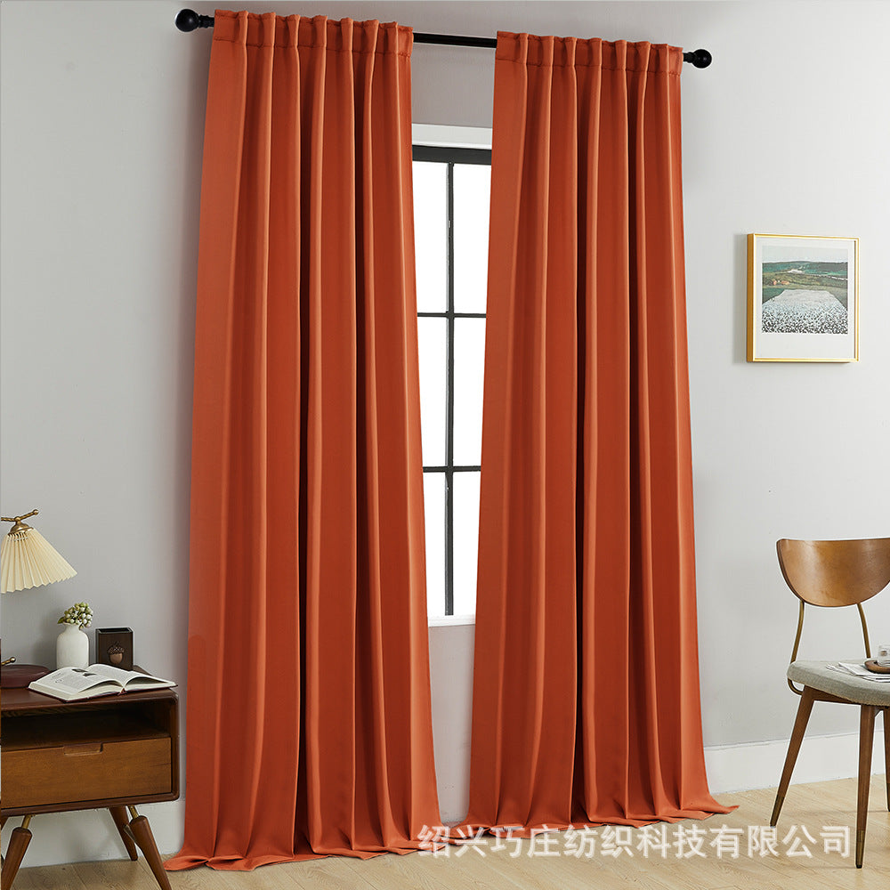 YL-36895 Thickened double-sided linen blackout curtains engineering hotel school sound insulation heat insulation blackout cotton linen curtain