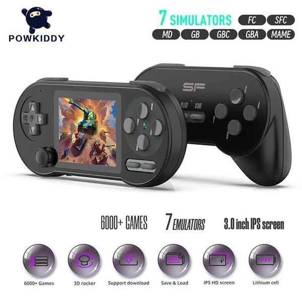 POWKIDDY SF2000 Retro Handheld Game Console Built-in 6000 Games IPS Portable Game Console Player For FC-SFC-MD-GBC-GBA-MAME Y241107