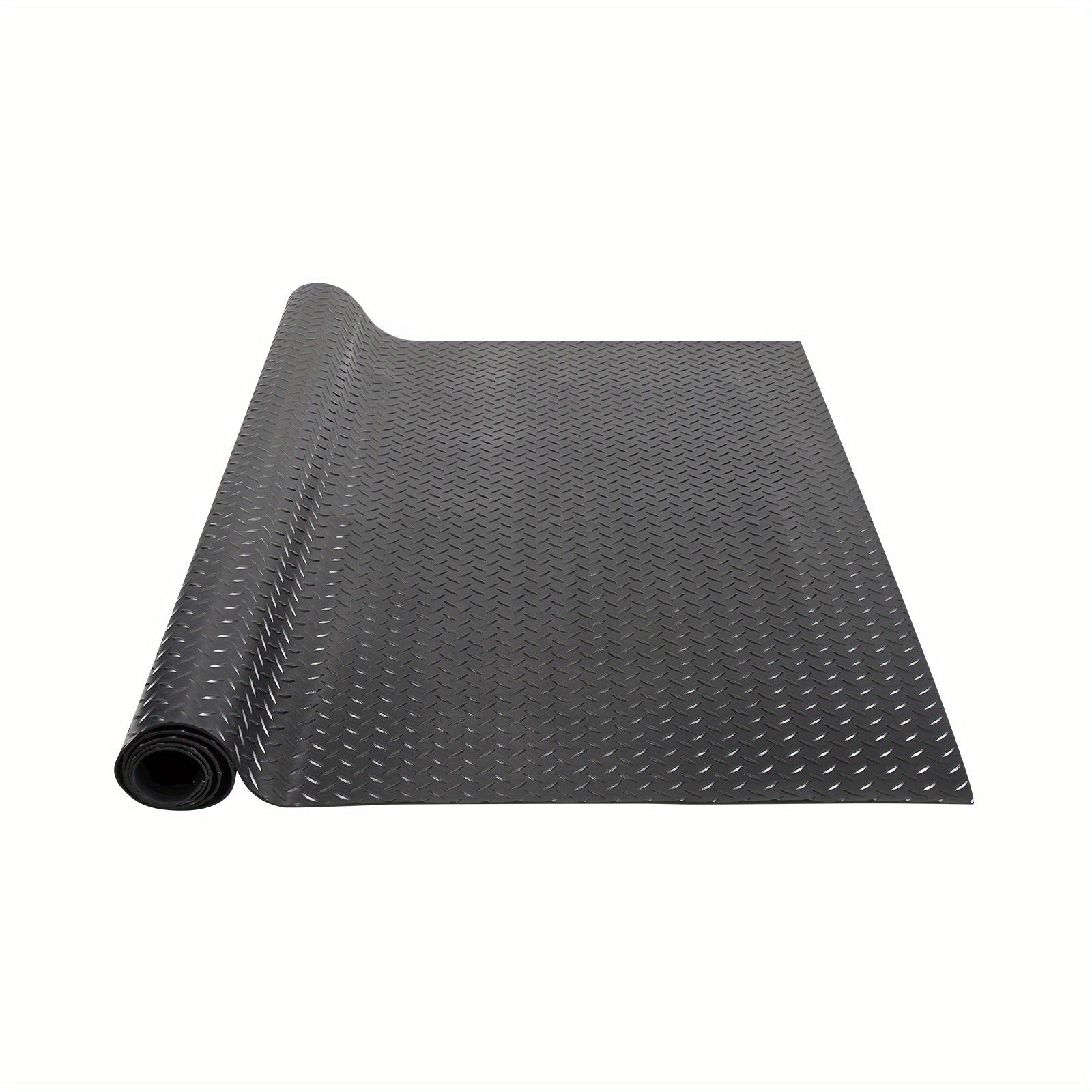 TEMU Happybuy 4x15ft Black Diamond-plate Rubber Floor Mat, 3.0mm Thick - Durable, Easy-to-clean Sbr Rubber Garage Flooring Roll, Vehicles, Ideal For