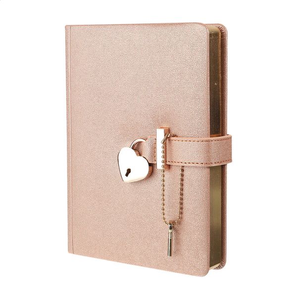 wholesale B6 with Cute Journag Leather Notebook Journal 144Pages Diary Heart Lock and Key for Gift 240717