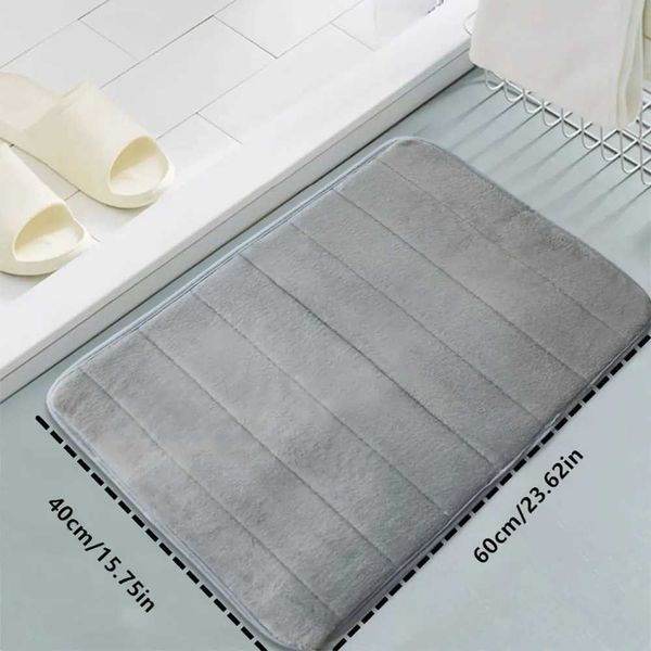 1pc Soft Absorbent Grey Memory Foam Bath Mat Non Slip Padded Shower Rug Comfortable Bathing Experience Home Decor AccessorC241227