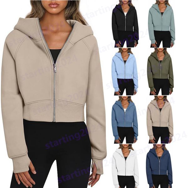 hoodie Scuba Hoodie Full Length Zipper Womens Yoga Suit Designer Hooded Sweatshirt Ladies Gym Sportswear Outdoor Sports Jogging Hoody Thick