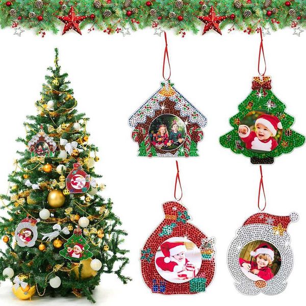 4PCS Photo Frame Xmas Tree Christmas DIY Picture Frame Ornaments Diamond Painting Photo Frame Hanging Christmas Tree Decoration Y250114