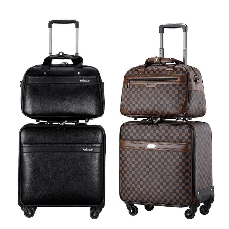 Luxury Business leather suitcase with universal wheels password box 16 inch mother child set travel boarding luggage high-end trolley case