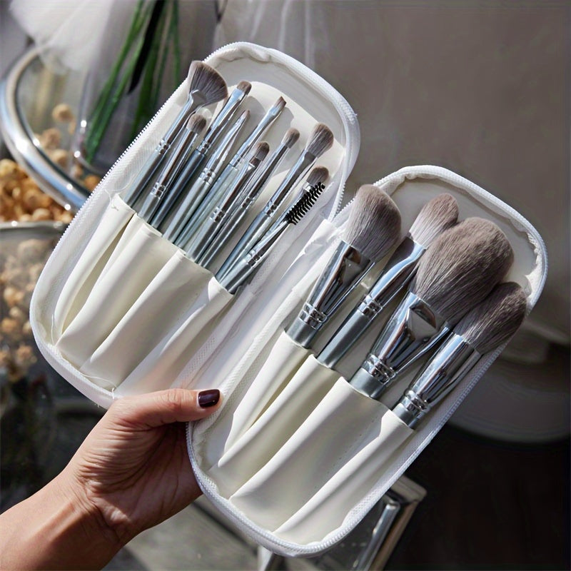 TEMU Valentine's Day Gift 14pcs Cosmetic Brushes Set With Storage Bag For Kabuki Power Foundation Mixed Face Makeup Kit Suitable For Foundation Blush