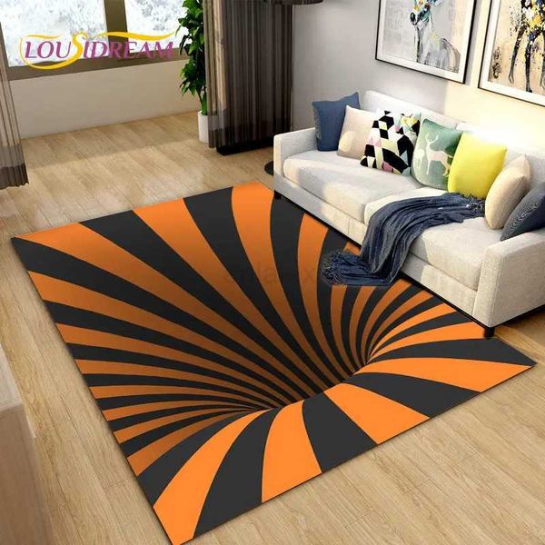 3D Vortex Illusion Area RugCarpet Rug for Living Room BedroomAbstract Geometric Optical Entrance Doormat Non-slip Floor MatY240729
