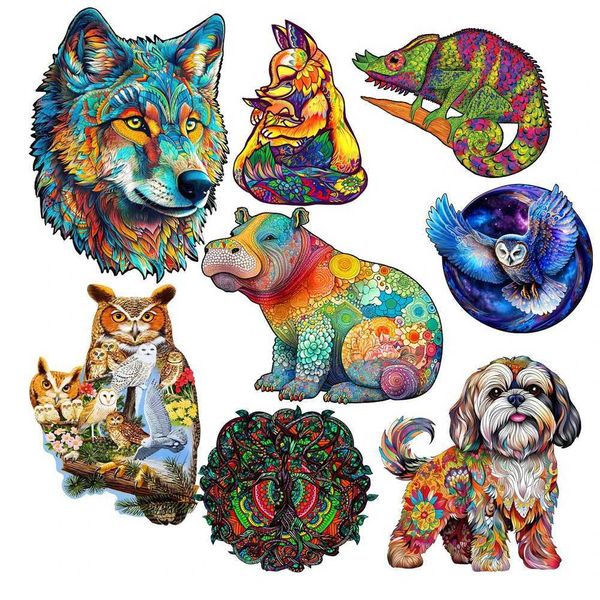 2022 Wooden Animal Puzzles Jigsaw For Adults Kids Mysterious Medal Puzzle Child Toys Gifts Games 3D Wooden Puzzles Jigsaw CL240817