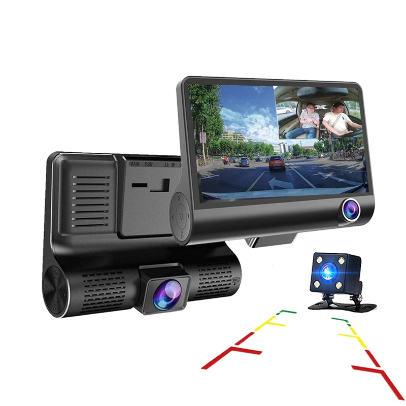 3Ch Car DVR Driving Video Recorder Dash Camera 4&quot; Screen FHD 1080P Front 170Â° Rear 140Â° Interior 120Â° G-sensor Parking Monitor