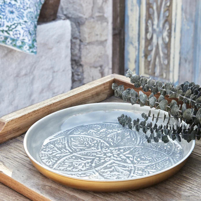 Karaca Home Donna Dekorativer Tablett Grau 33 cm