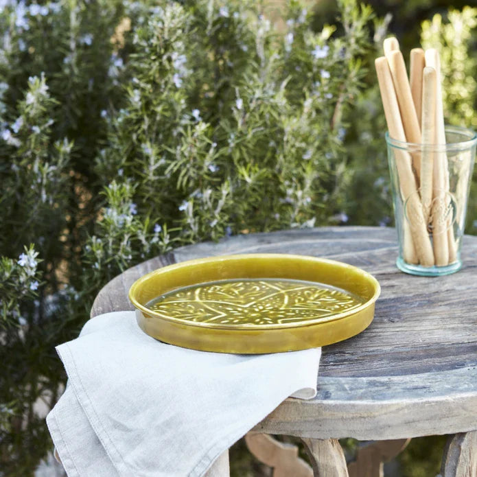 Karaca Home Donna Dekoratives Tablett Senfgelb 20 cm