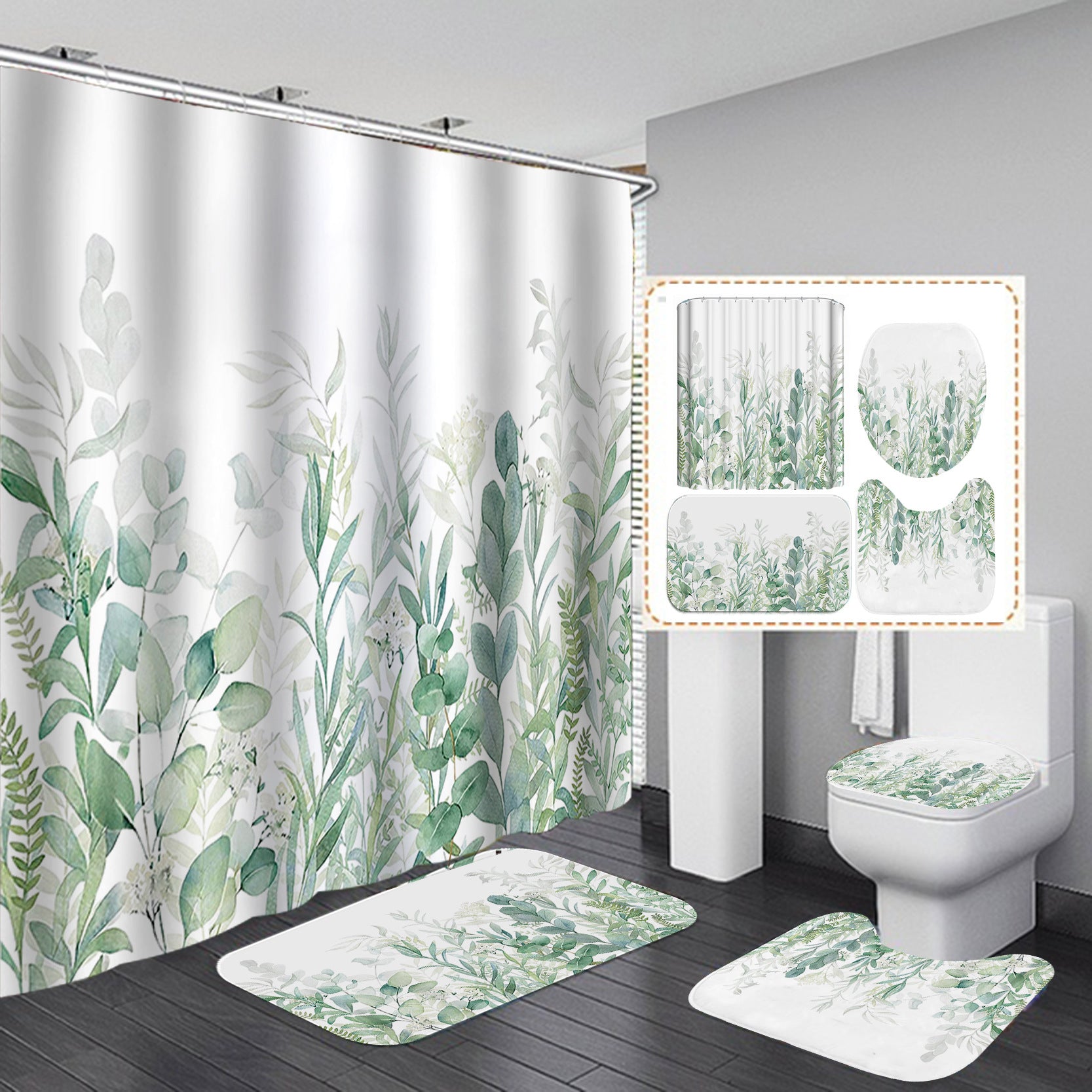 YL-37445 bathroom toilet punch-free curtain waterproof anti-light roller blinds toilet toilet block curtain toilet three-piece set