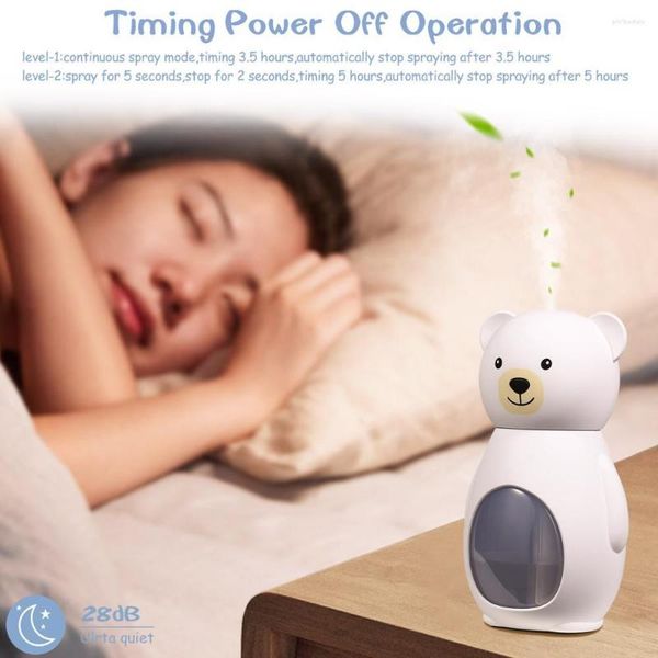 Humidifiers Mini Bear Mist Humidifier Ultrasonic Air Humidifiers With USB Power Free Filter Timed Off Down For Office Car Travel CL250104