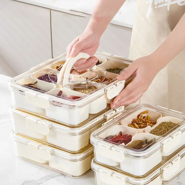 Divided Serving Tray Food Preservation Box Refrigerator Storage Vegetable Fruit Container with Lid Portable Fresh Appetizer 240828