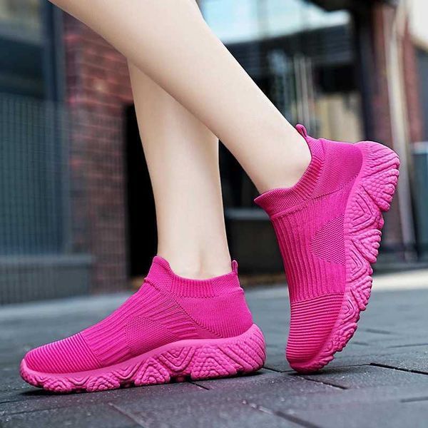 Wen Shoes Knitting Sock Sneakers Wen Spring Summer Slip On Flat Shoes Wen Plus Size Loafers Flats Walking Zapatos De Mujer Z241212