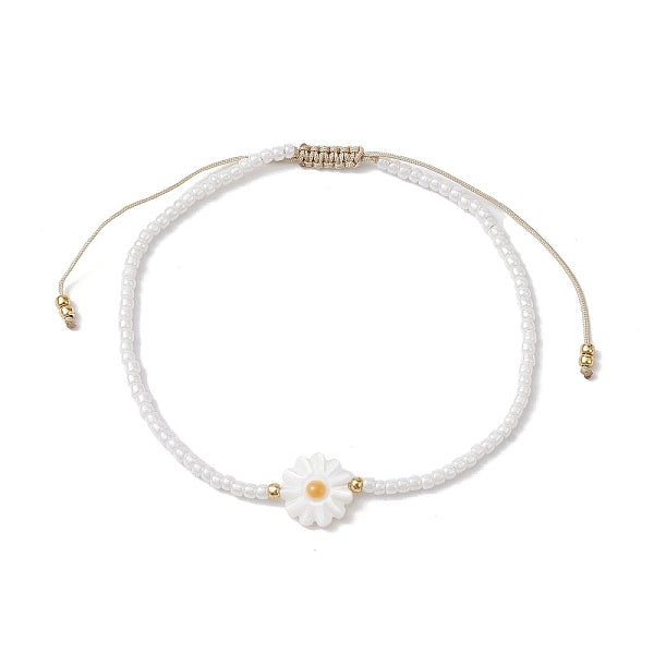 Bracelets de perles tressées en coquillage naturel et graines de verre