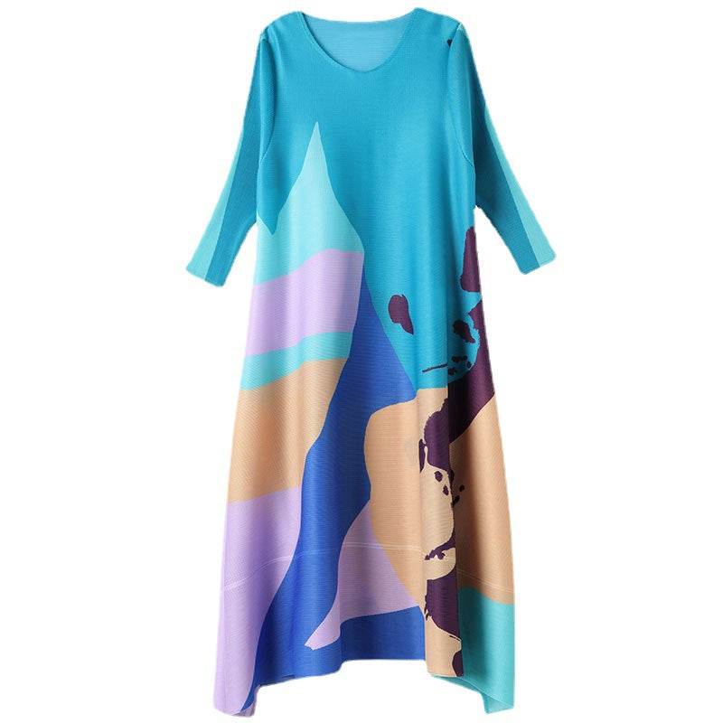 (103) Miyake dress spring and summer European and American spot super loose fat guy pleated long dress for women