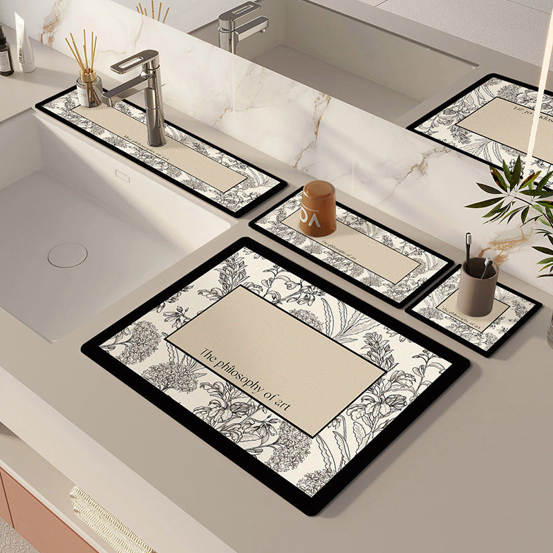 Luxury Kitchen Countertop Draining Mat for Dishes and Plates Dining Table Drying Mat Bar Counter Absorbent Coaster No-Wash Heat Insulation Non-Slip