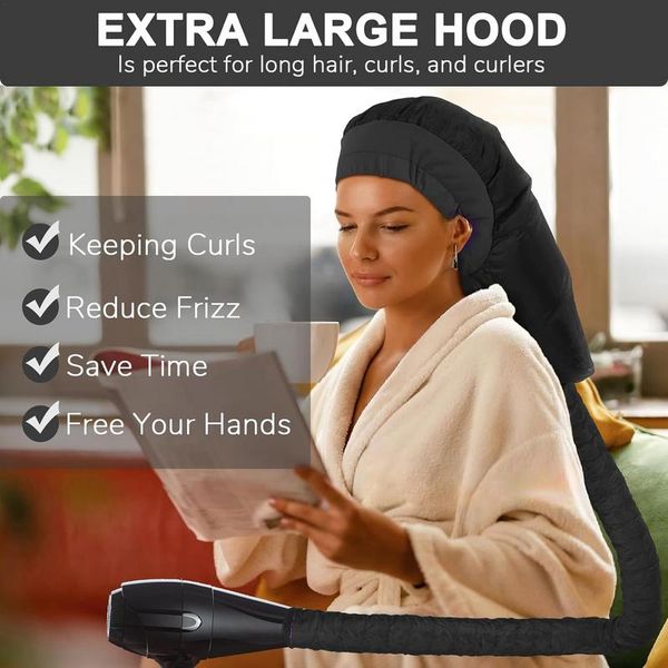 Bonnet Hair Dryer Attachment UpgradedLarge Hooded Hair Dryer Adjustable Soft Blow Dryer Caps Hair Care Styling Fast Drying