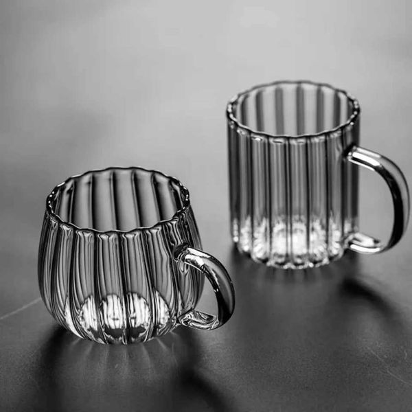 Transparent Household Vertical Striped Heat Resistant Clear Oatmeal Milk Coffee g Drinking Cup - Elegant wer Tea CupT250116