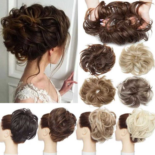 Chignons S-noilite Synthetic Tousled Hair Bun Chignon Hair Elastic Band Messy Bun Hairpiece Short Ponytail Hair Extension For Women S2411257