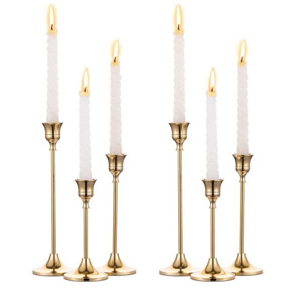 SZ 3Pcs-Set European style Metal Candle Holders Simple Golden Wedding Decoration Bar Party Living Room Decor Candlestick Home Decor