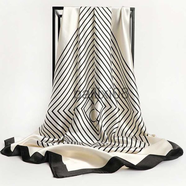 Scarves Print Silk Shawl Foulard Satin Hijab Square Scarf For Women Retro Hair Bands Neckerchief Female Head Wraps Headband Bandana 2021 J23