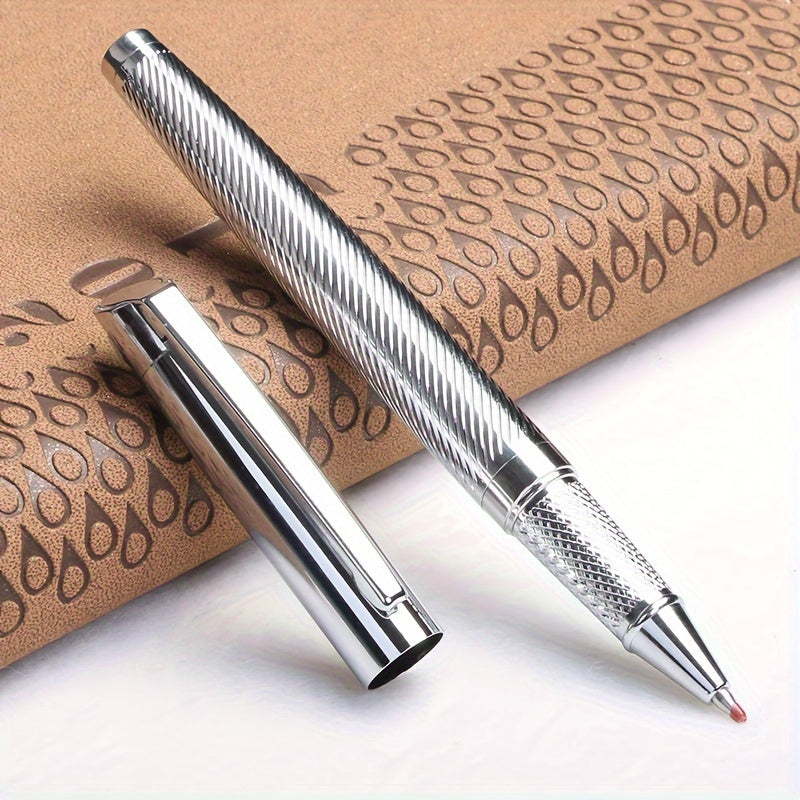 TEMU 1 Elegant Full Metal Engraved Pen With Intricate Design + 1 Spare Medium Point Refill - Smooth , , For Touch, Pens For