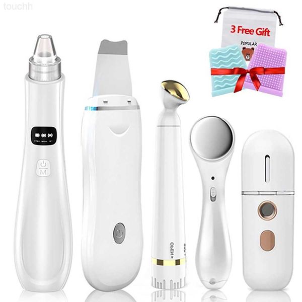 Electric Face Scrubbers Ultrasonic Skin Scrubber Deep Pore Cleaning Blackhead Remover Vacuum Electric Facial Massager Eye Beauty Device Face