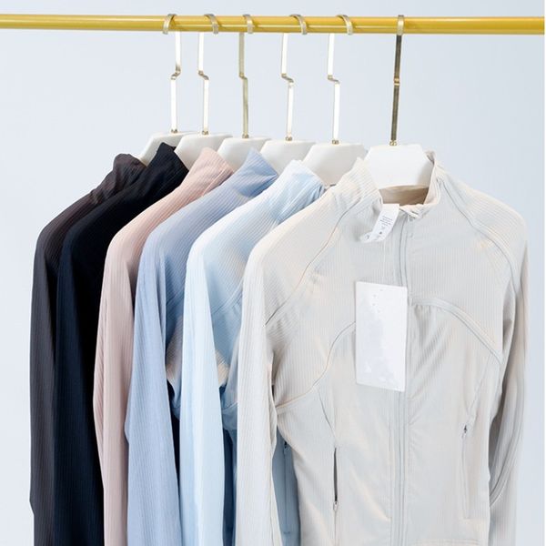 Women&#039;s yoga sports jacket ribbed gym jacket stand up collar breathable nylon high elastic tight jogging slim fit sun proof clothing