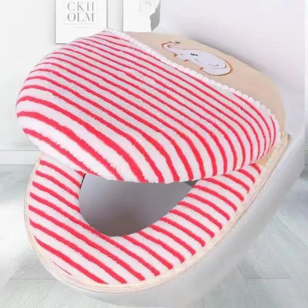 Zipper style waterproof toilet seat cover for household use winter coral velvet toilet seat cushion universal comfortable toilet seat cover