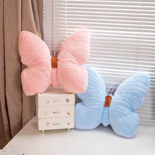 Plush Dolls New Pastoral Girl Heart Butterfly Pillow Cute Sofa Waist Soft Pink Pillow Plush Toy Girl Birthday Gift Home Decoration. z241212