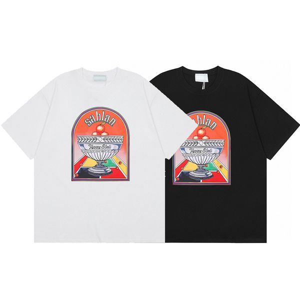 24ss Spring Summer Europe Paris Tennis Fruit Print Tee Fashion Men&#039;s Short Sleeve Graphic T-shirt Women Clothes Casual Cotton T shirts