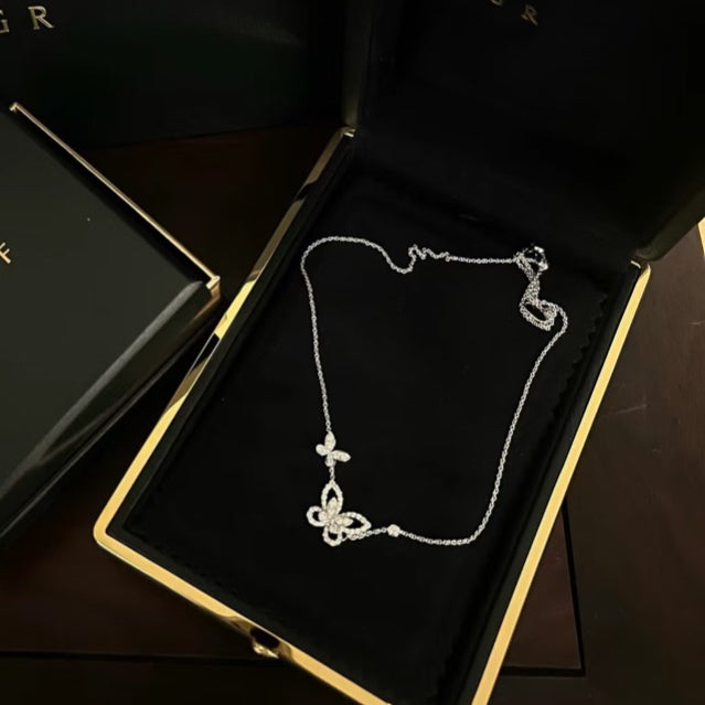 Classic Sweet Butterfly Necklace Women&#039;s Full-Diamond 18K Gold Collar Necklace Girl Luxury Jewelry Gift for Formal Events Daily Outfit Career-R