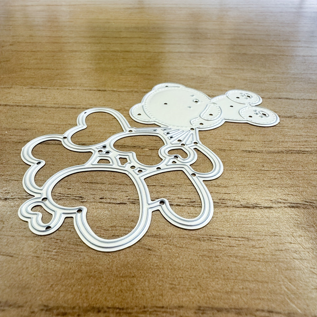 TEMU Original Lovely Valentines Day Baby Bear Balloons Bundle Metal Cutting Dies Diy Scrapbooking Album Greeting Cards Home Decoration Holiday Handle