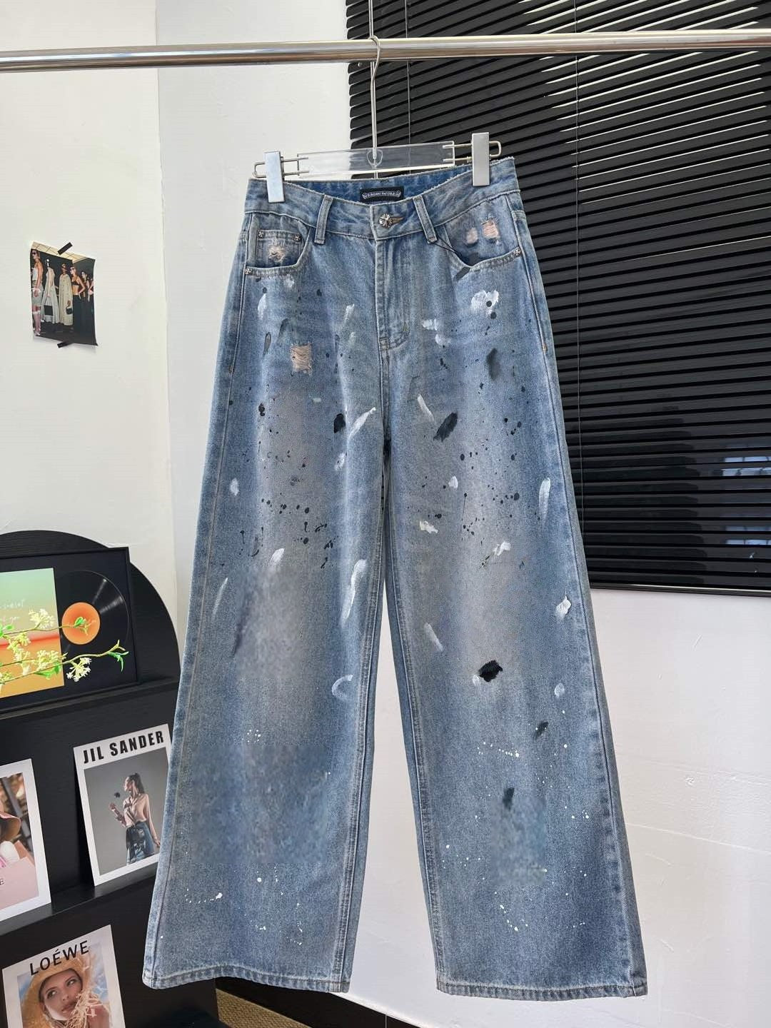 Designer Women Jeans Letter denim High Color block Waited cowboy pants Woman Street Fashion Baggy Women Clothing Casual Versatile Pants