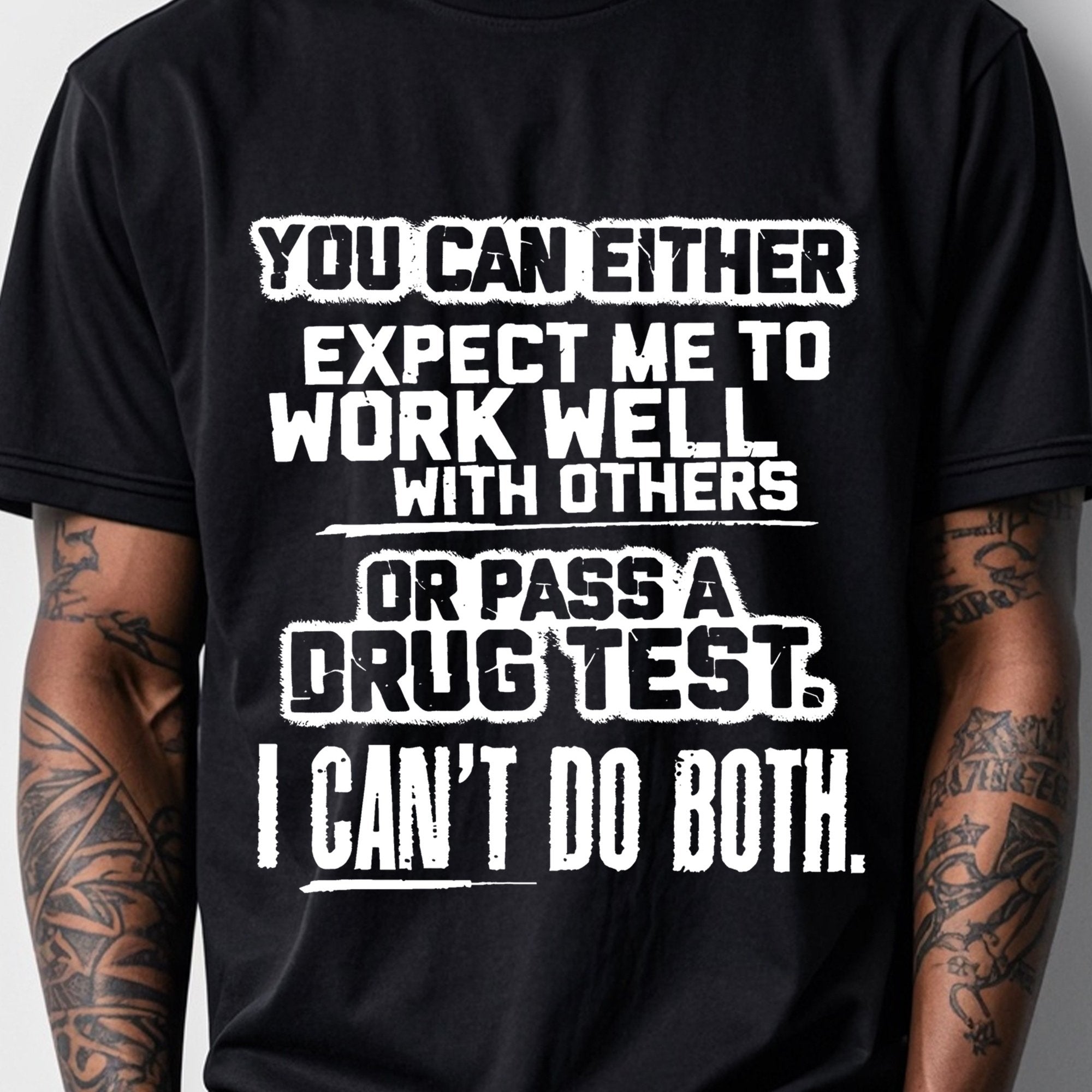 TEMU Ou Can Either Me To With Or Pass A Drug Can' T Shirts For Men With Sayings Black Funny Men's Graphic Crew Neck Casual Soft 100% Cotton Original