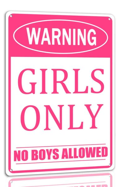 High Quality Girls only have interesting metal signs no decorations no boys allowed tin signs pink wall decorations bar daughter bedroom doo