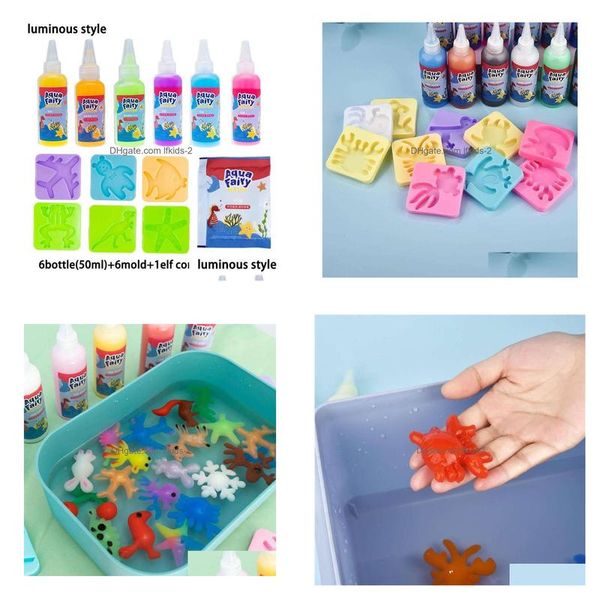 Games Novelty Diy Magic Water Elf Ocean Mold For Kids 3D Handmade Kits Aqua Fairy Gel Toy Set Handicrafts Educational Toys Gift Drop D Otg2W