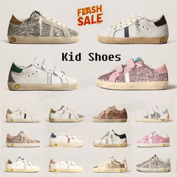 Luxury Star Kids Shoes Designer Sneakers Italy Brands Glitter Black Navy Blue metallic pink leather gray suede Infant Childrens Casual Boys