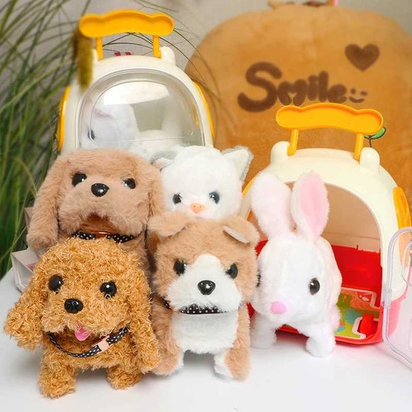 Pretend Play Electric Plush Animal Toys Pet Case Portable Suitcase Set Walking Sounds Early Education Toys Gift for Kids Girls Y240814