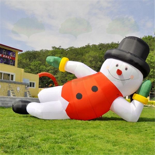Outdoor games Christmas snowman Decoration inflatable snowman lying standing Decoration balloon air winter character lying with red hat