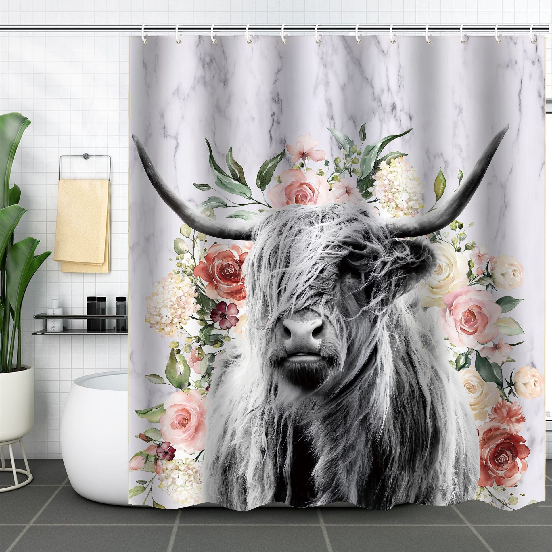 YL-37506 Hot selling digital printed shower curtain animal waterproof, mildew-proof and moisture-proof bathroom dry and wet separation curtain