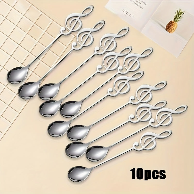 TEMU A Set Of 10 Stainless Steel Multifunctional Spoons - , Suitable For Desserts, Coffee, Stir And Ice Cream, Suitable For Homes, Cafes, Restaurants