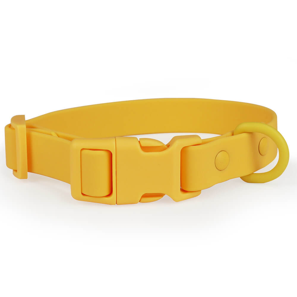 PVC Waterproof Durable Pet Accessories Adjustable Collar - Customizable Colors, Yellow - L