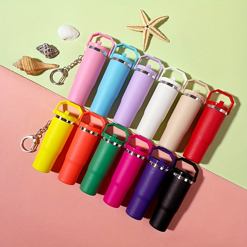 TEMU 12pcs Simulation Small Water Cup Keychain Pendant Can Hold Small Lipsticks, Accessories, Etc., Parents, Wives, , Perfect Gifts, Suitable For