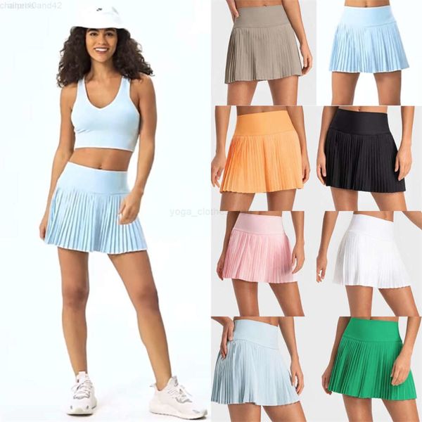 Pleated Skirts Yoga Outfits Tennis Golf Sports Shorts with Inside Pocket Womens Leggings Quick Dry Breathable Pants Running Exercise Fie New