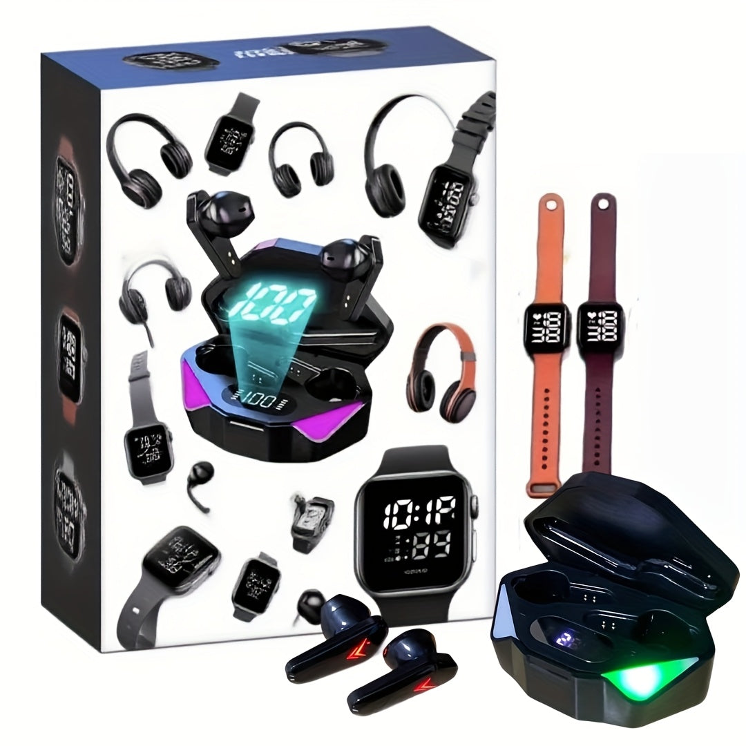TEMU 2025 Surprise Gift 7-5-3in 1 Wireless Bluetooth Headphones And 6-4-2 Watches, Wireless Running Headphones, Sports Noise Reduction Headphones,