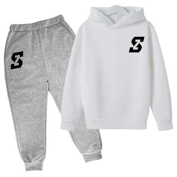 S Design Impresso Childrens Top e Bottom Set Roupos de menino Baby Garoth Clothing Loungewear Suit de manga comprida para GirlsXJ241216
